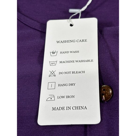 Vislily Plus Size Purple Button-Front Tunic Top Rayon/Spandex - Picture 7 of 10